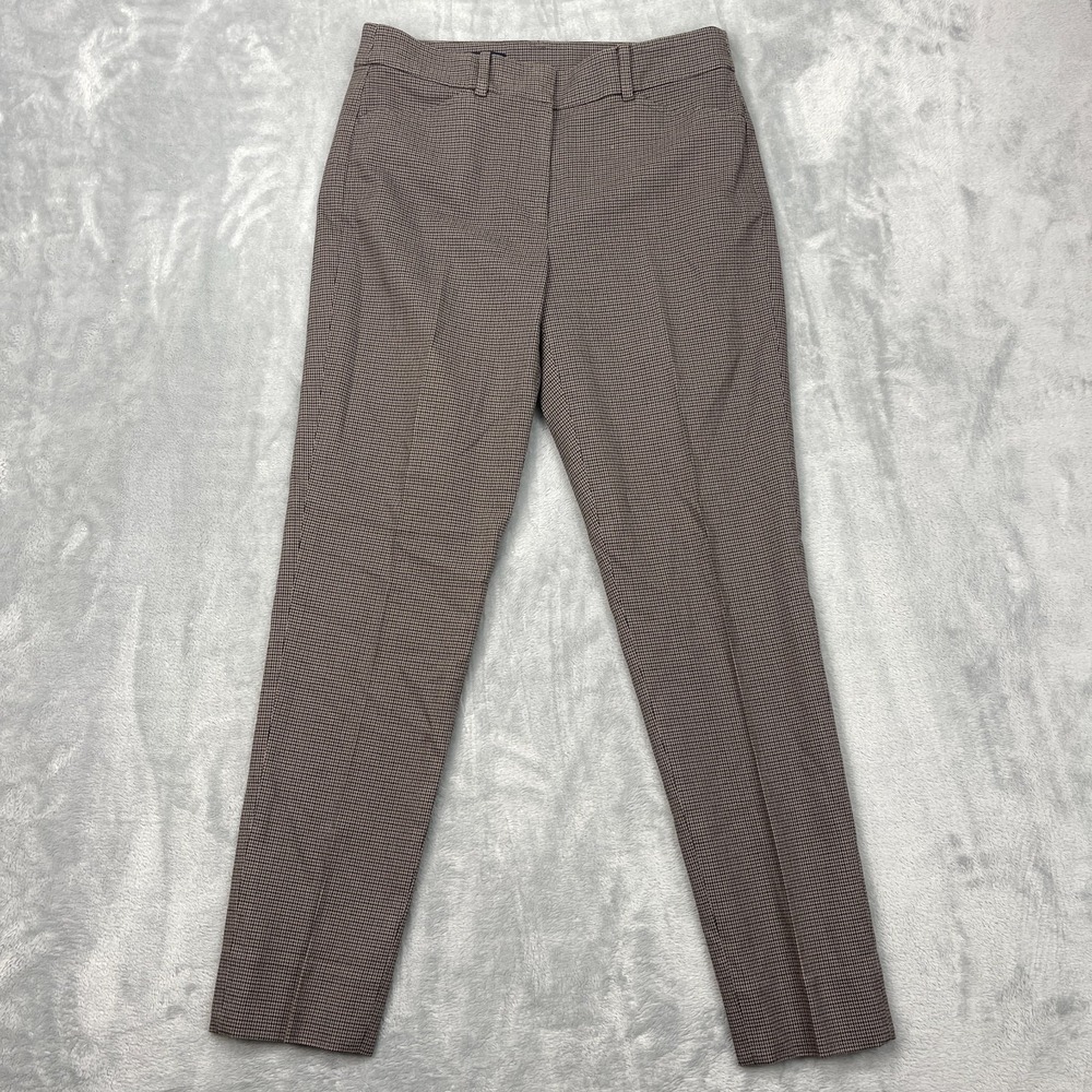 Brooks Brothers Ankle Pants Womens 4 Brown Houndstooth High Waisted Skinny‎ Leg